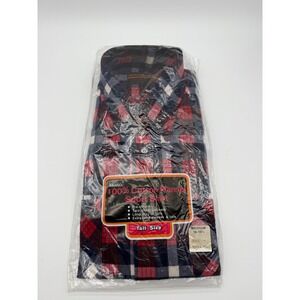 Vintage Montgomery Ward Flannel Shirt Mens Medium Tall Red Navy Blue Plaid‎ NEW